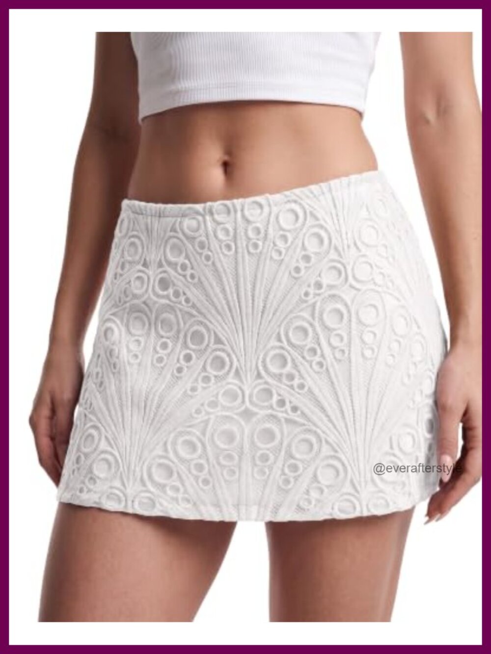 Women Lace Mini Skirt A-Line Mid Rise Eyelet Summer Floral